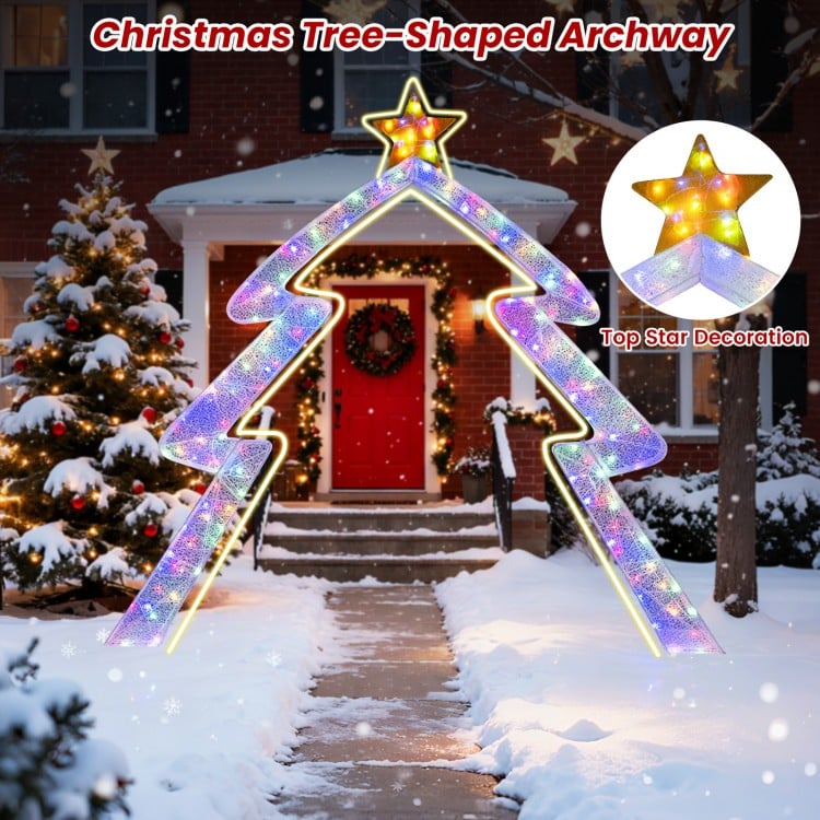 8.8 Feet Christmas Tree-shaped Archway with Top Star