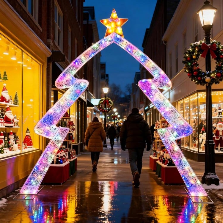 8.8 Feet Christmas Tree-shaped Archway with Top Star