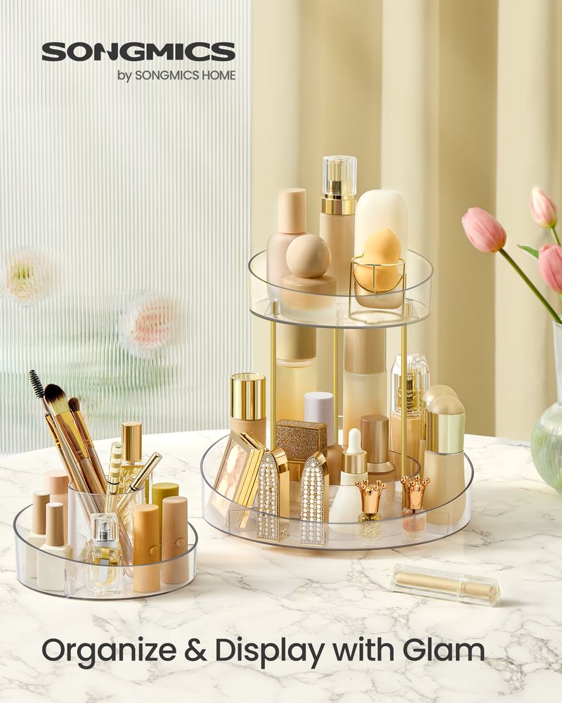 SONGMICS 2-Tier Round Rotating Makeup Organizer 