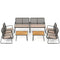 8-Piece Patio Furniture Set with Acacia Wood Coffee Table, Wicker Conversation Seating, Beige Cushions & Washable Covers