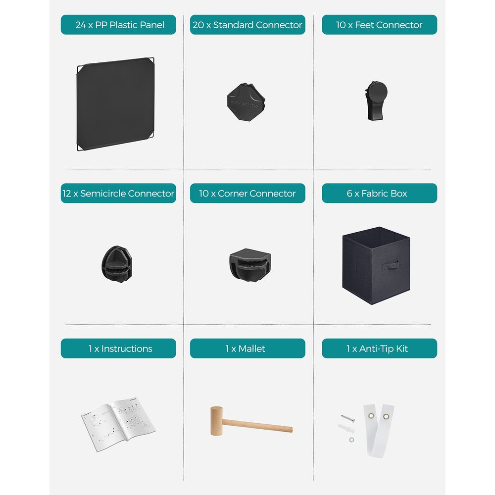 SONGMICS Cube Storage Organizer with Storage Boxes, Set of 6 