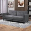 HOMCOM Pull Out Sofa Bed, Button Tufted Fabric Convertible Bed Couch with Adjustable Back, for Living Room, Charcoal Grey