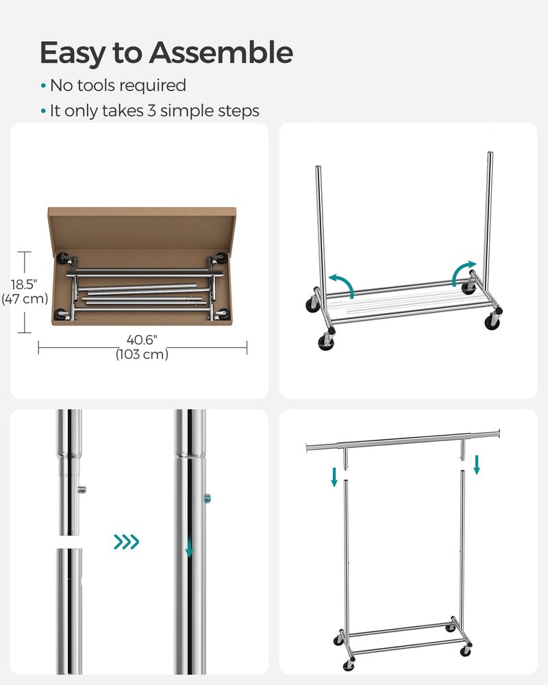 SONGMICS Clothes Rack with Extendable Hanging Rail 
