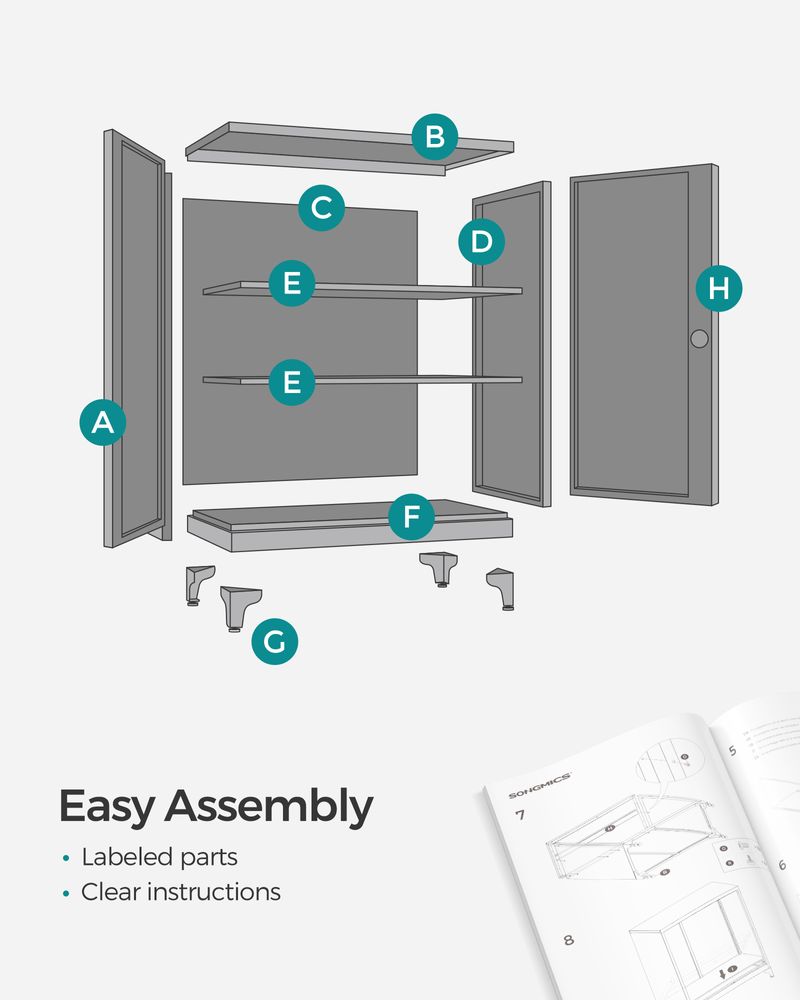 SONGMICS Metal Storage Cabinet with Doors and Shelves 
