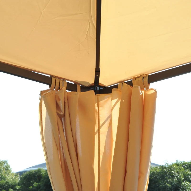 Outsunny 10x10ft Patio Gazebo Canopy Double-tire Garden Shelter Outdoor Sun Shade with Curtains, Beige 