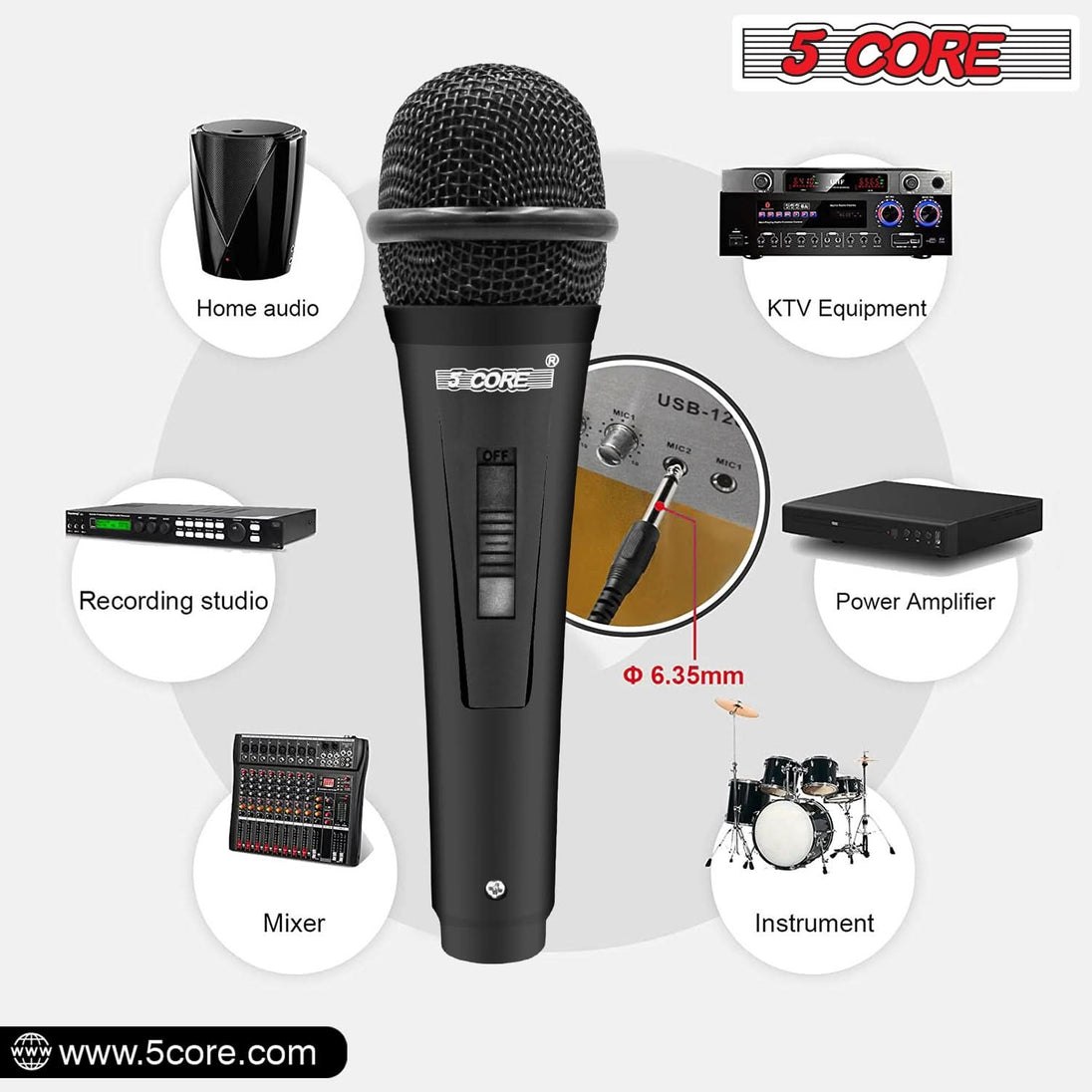 5Core Handheld XLR Dynamic Microphone – Professional Karaoke, Singing, and Studio Mic