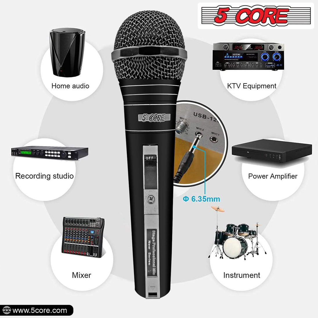 5Core Handheld XLR Dynamic Microphone – Best Professional Mic for Karaoke, Singing, and Studio Use