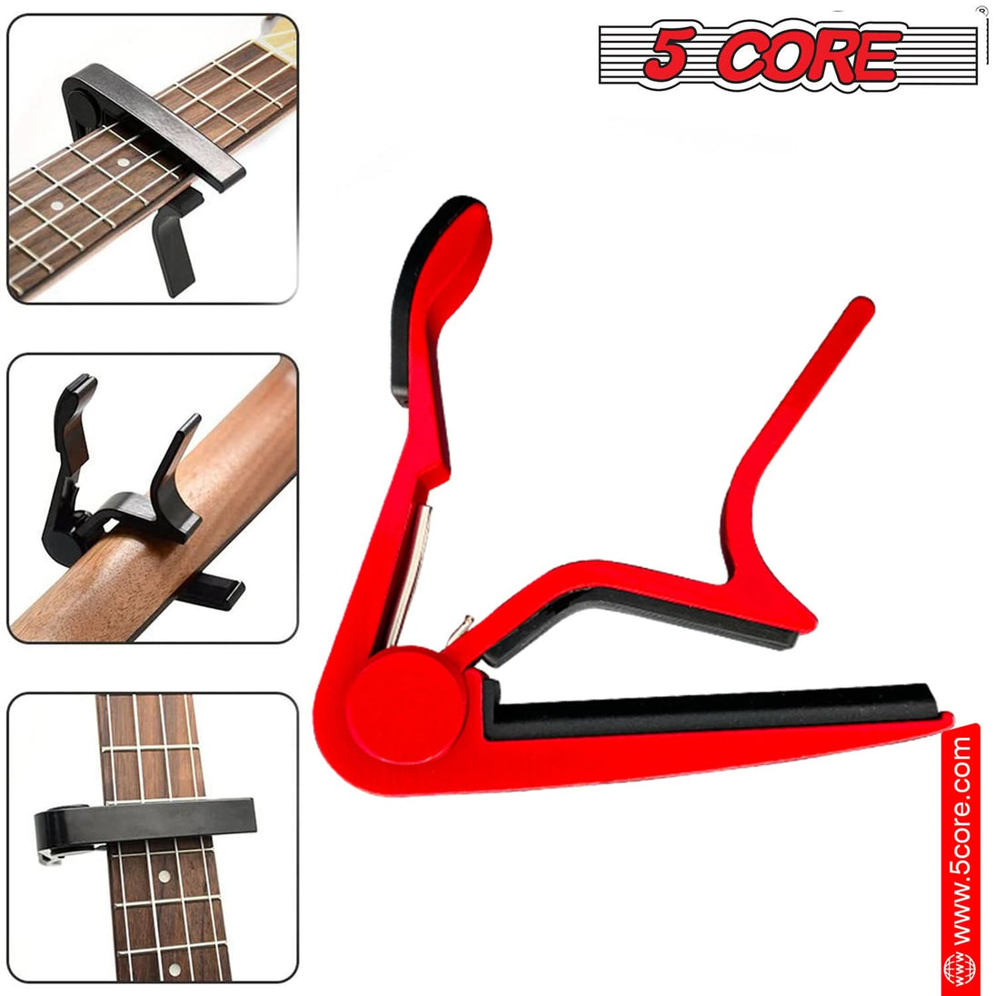 5Core Capo Acoustic Electric Guitar 6 String Kapo Clip For Banjo Mandolin Ukulele RED