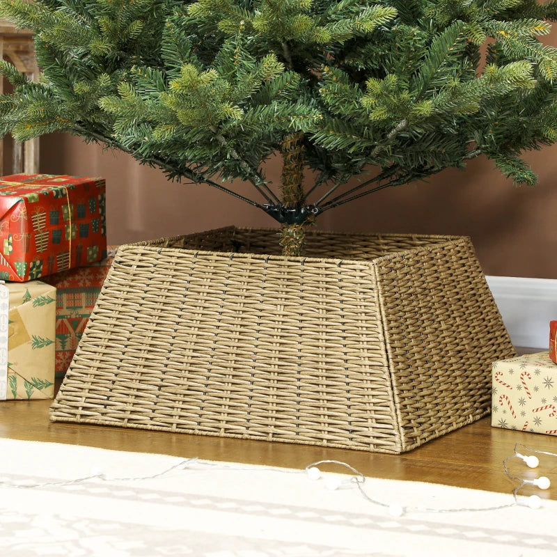 HOMCOM Rustic Plastic Christmas Tree Skirt – Decorative Tree Collar for Holiday, Party, & Home Décor, Natural Look 