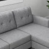 HOMCOM L-shaped Sofa, Chaise Lounge, Furniture, 3 Seater Couch with Switchable Ottoman, Corner Sofa with Thick Padded Cushion for Living Room, Office, Light Grey