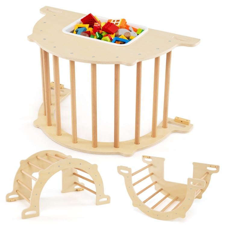 8 in 1 Climbing Arch Sensory Table for Kids with Collapsible Storage Bin for 3+ Years Old
