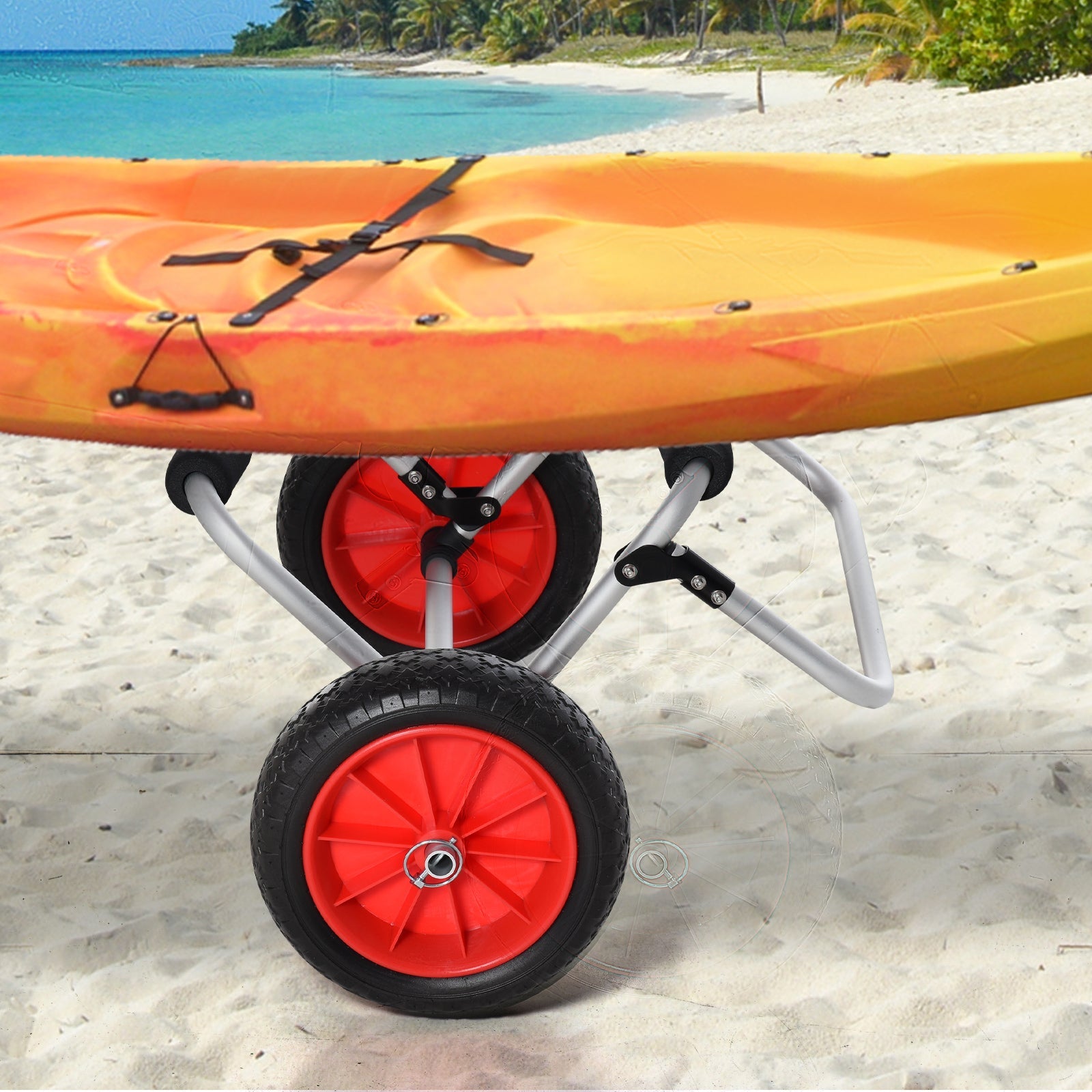 Soozier Kayak Cart 198LBS Capacity Boat Canoe Carrier Dolly Trolley NO-Flat Wheel Silver 