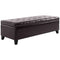Storage Ottoman Bench, Foot Rest with Solid Wood Legs, 51 Inches PU Leather Storage Chest for Living Room, Brown