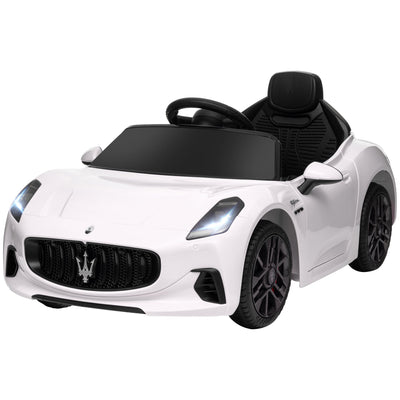 Qaba 12V Maserati Gran Turismo Licensed Kids Electric Car w/ Remote Control, Soft Start, LED Lights, Music, Horn, MP3, White 