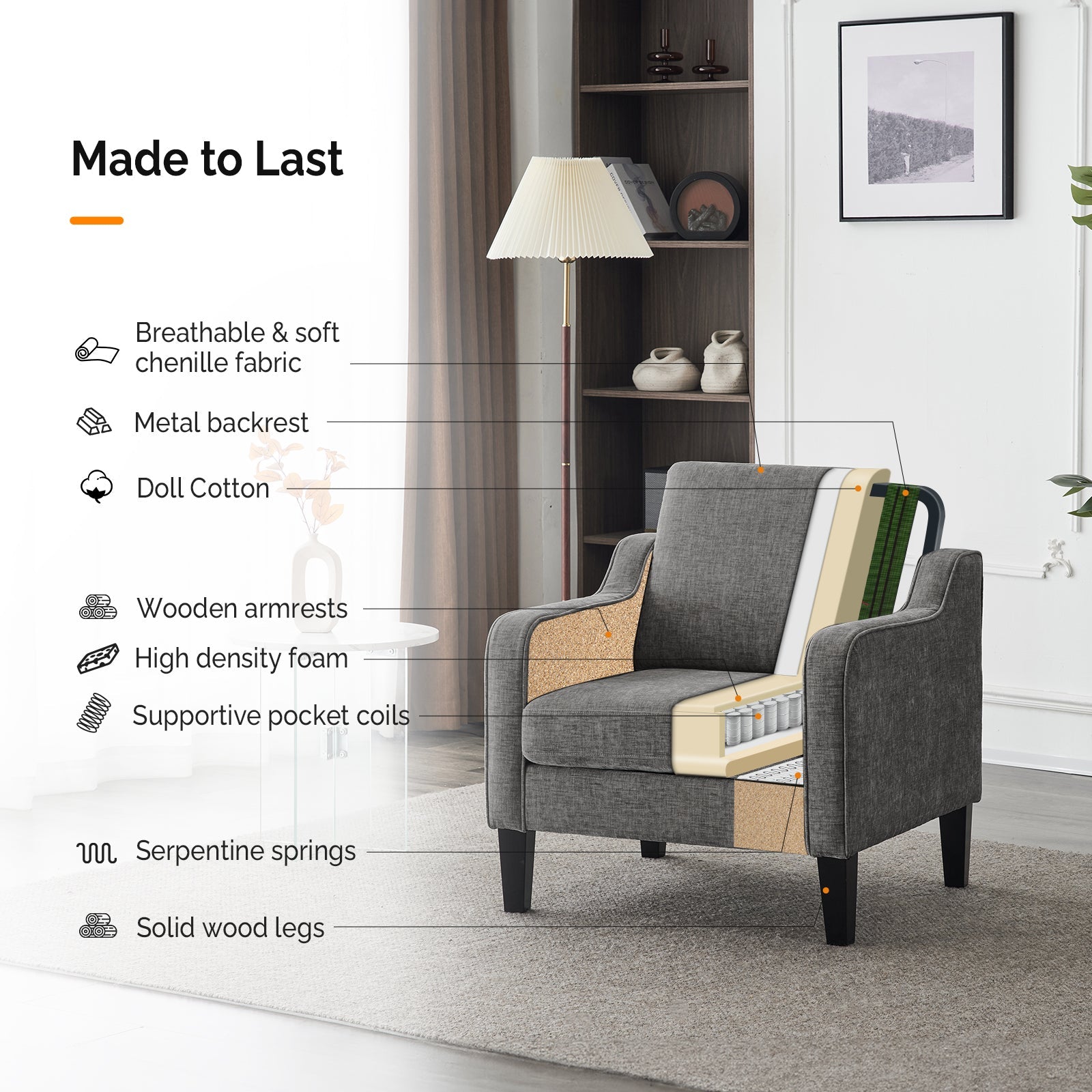 Soft Beige Plush Oversized Accent Chair - Cloud-Like Comfort with High-Density Foam Cushion, Ergonomic Support, Deep Snug Seat Upholstered Lounge Armchair for Living Room/Bedroom/Office, Easy Assembly Included, Bedroom Armcha 