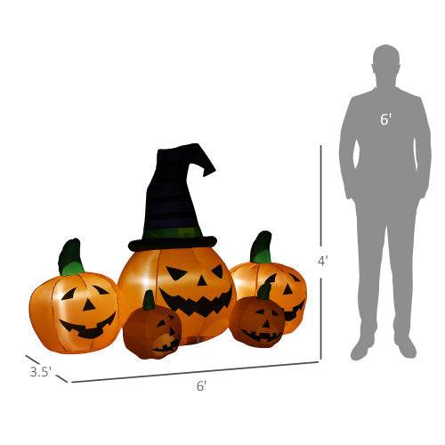 Outsunny 73L Inflatable Halloween Decoration,5 Pumpkin, Blow Up Outdoor LED Yard Display, Waterproof 