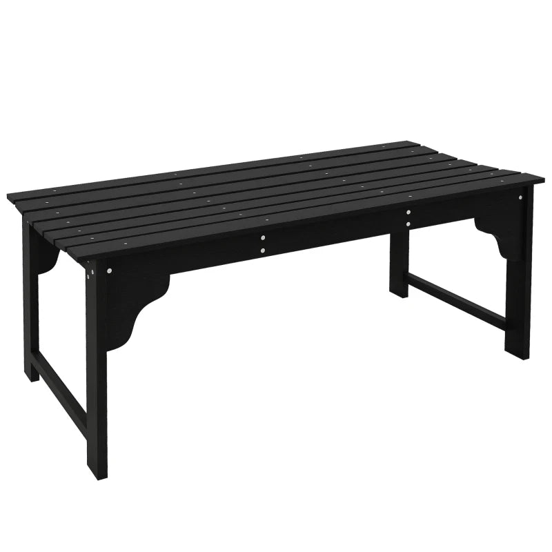 Wooden Garden Bench, Patio Double Park Bench with Slatted Seat, Front Porch Backless Bench, Black