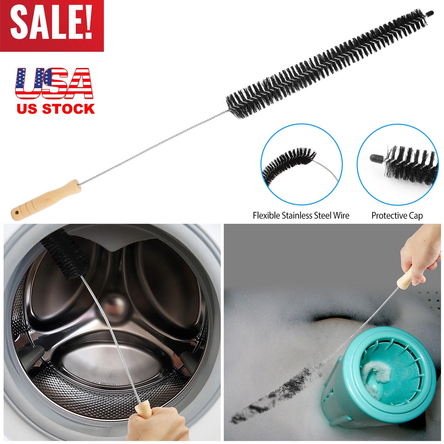 Dryer Vent Cleaner Kit Flexible Long Clothes Dryer Lint Brush Vent Trap Refrigerator Coil Cleaning Brush