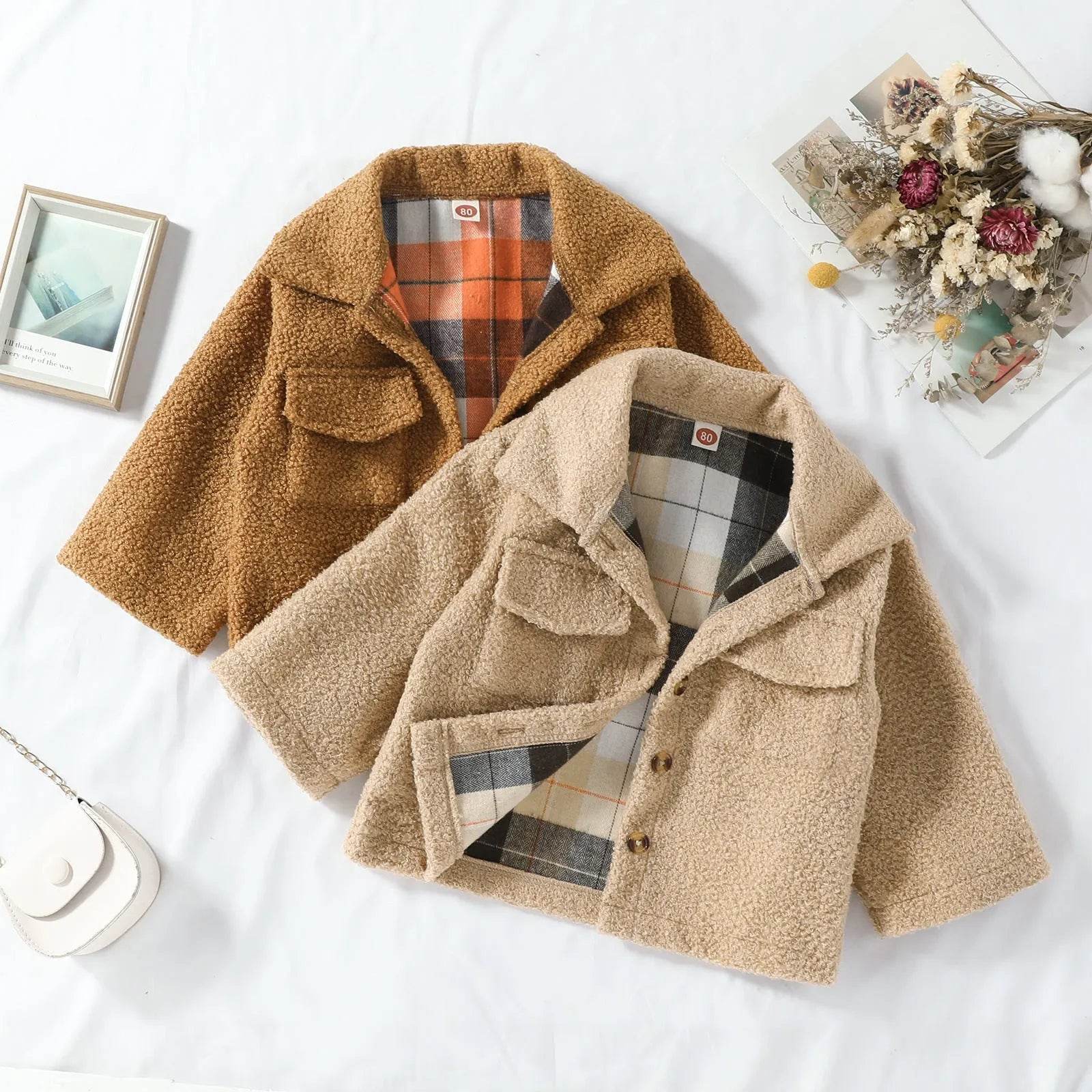 Autumn New Plush Plaid Reversible Coat 