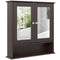 Medicine Cabinet, Wall-Mounted Bathroom Mirror Cabinet with Double Doors, Open Shelf, and Adjustable Shelf, Modern Bathroom Wall Cabinet, Dark Brown