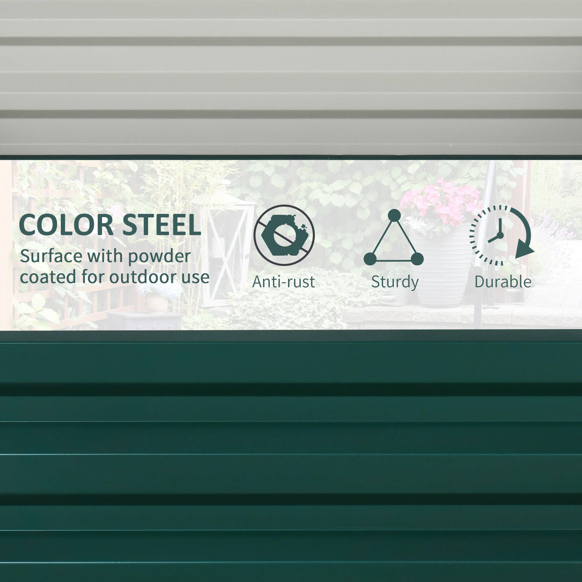 Outsunny 2' x 2' Raised Garden Bed 2-Pieces with Color Steel Frame for Vegetables Flowers Herbs Green 