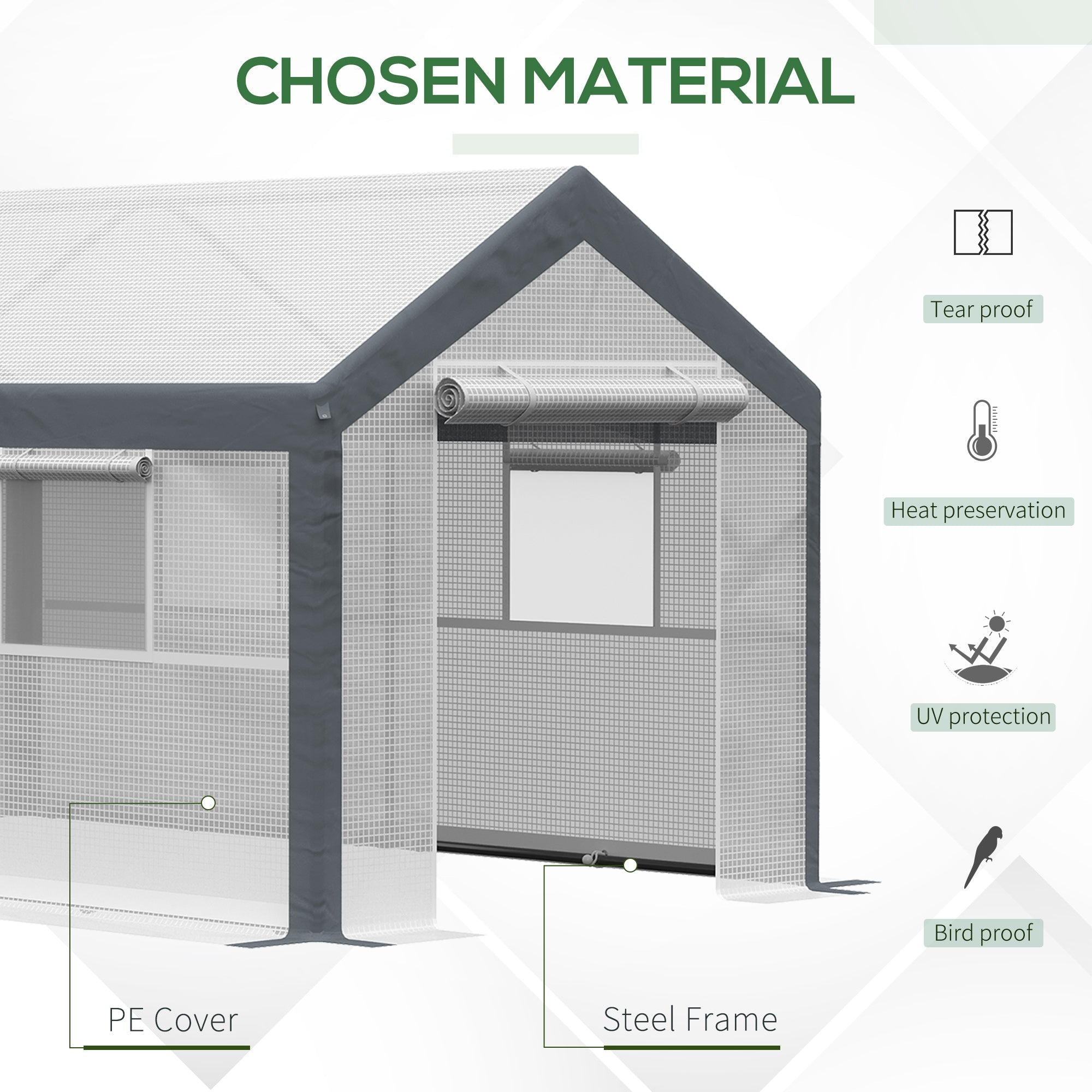 Outsunny 7' x 12' x 7' Heavy Duty Walk-In Greenhouse Vegetable Seed Growth Tent Outdoor Plant Growing Tunnel Warm House Flower Shed Backyard, White 