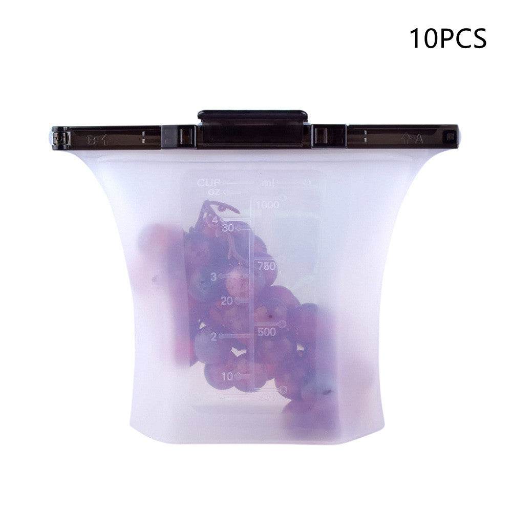 10pcs Kitchen Refrigerator Silicone Food Storage Bag 