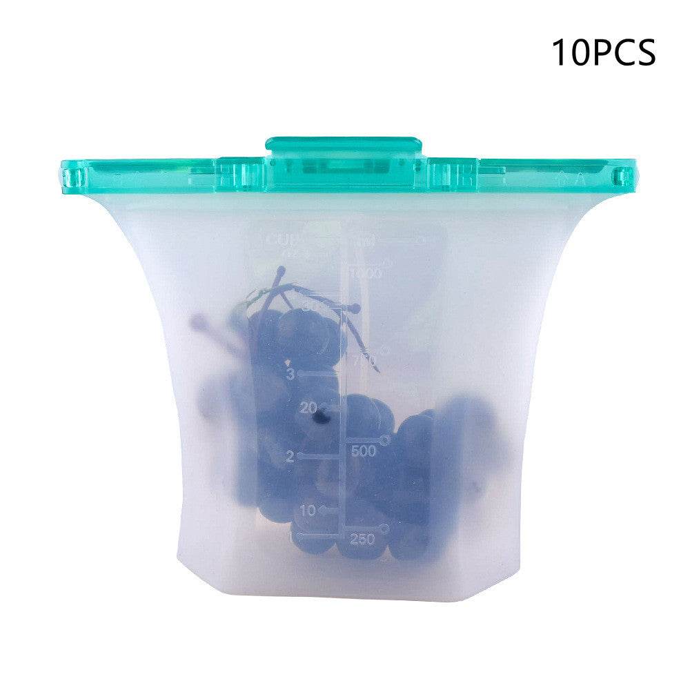 10pcs Kitchen Refrigerator Silicone Food Storage Bag 