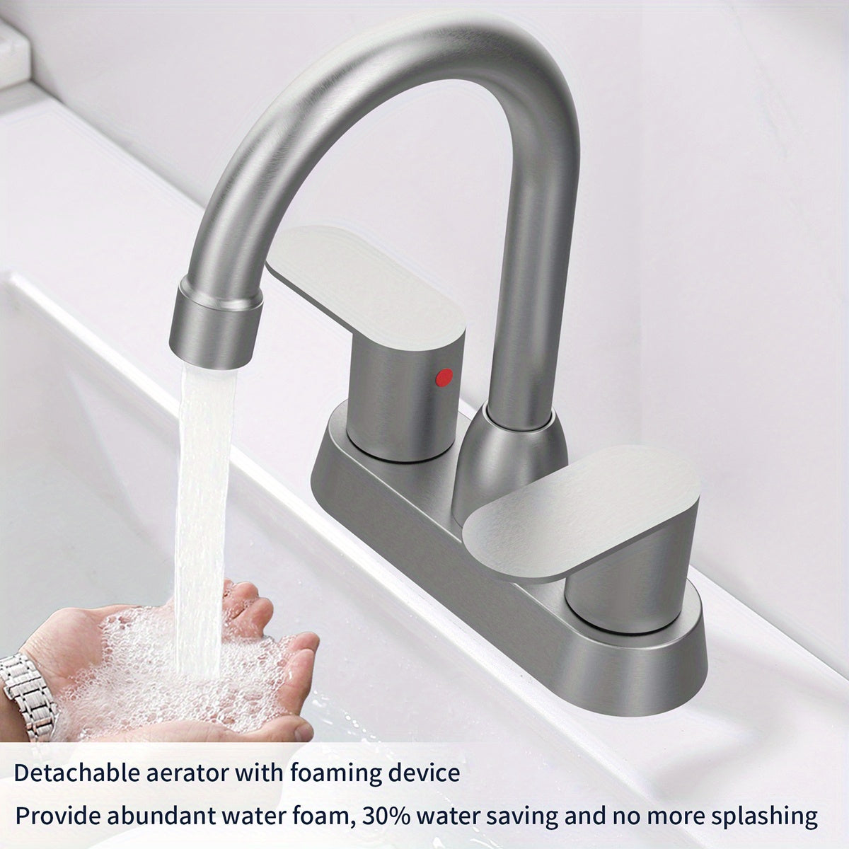 1pc Bathroom Face Basin Faucet, Bathroom Washbasin Faucet, 4 Inch Double Handle Face Basin Faucet 