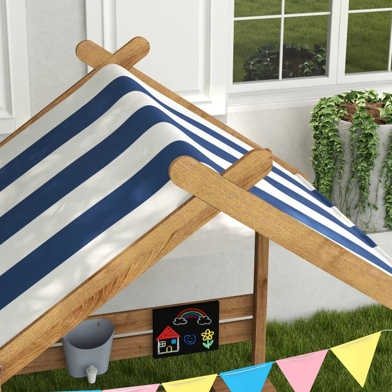 Outdoor Wooden Sandbox with Cover for 3-7 Years Old, Backyard, Brown