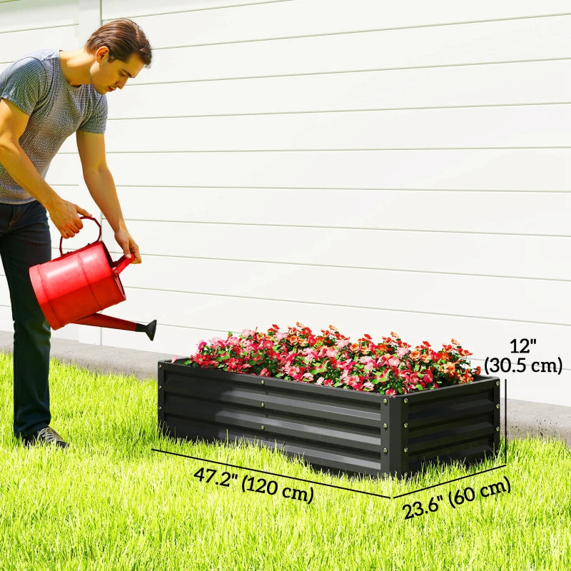 Galvanized Raised Garden Bed, Outdoor Planter Box for Vegetables, Flowers, Herbs, 4' x 2' x 1', Black
