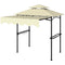 8' x 7.6' Grill Gazebo, Double Tiered Barbecue Grill Gazebo Shelter w/ Side Awning, 2 Side Shelves, 6 Hooks, Beige