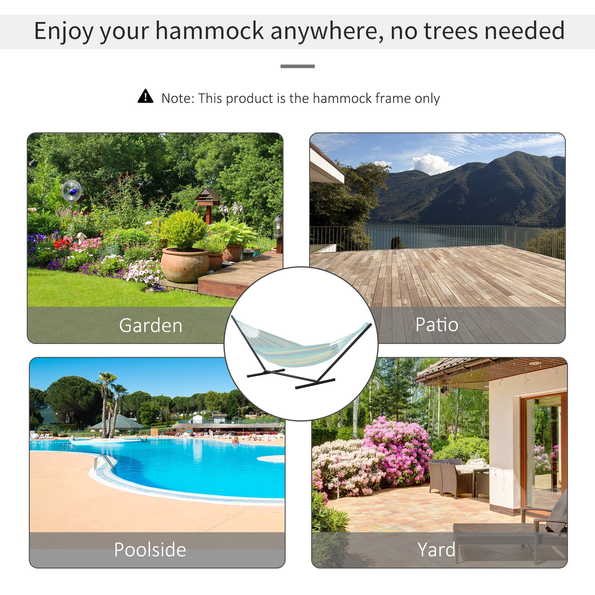 Outsunny Easy Setup Hammock Stand, Straight Pole for Garden Camping and Picnic Enjoyment 