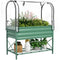 Raised Garden Bed with Cover, Metal Elevated Planter Box with Bottom Shelf and Liner, Green