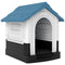 Outside Dog Kennel House with Windows, Base Support, for Garden Patio, Miniature Dogs, 64.5 x 57 x 66cm, Blue