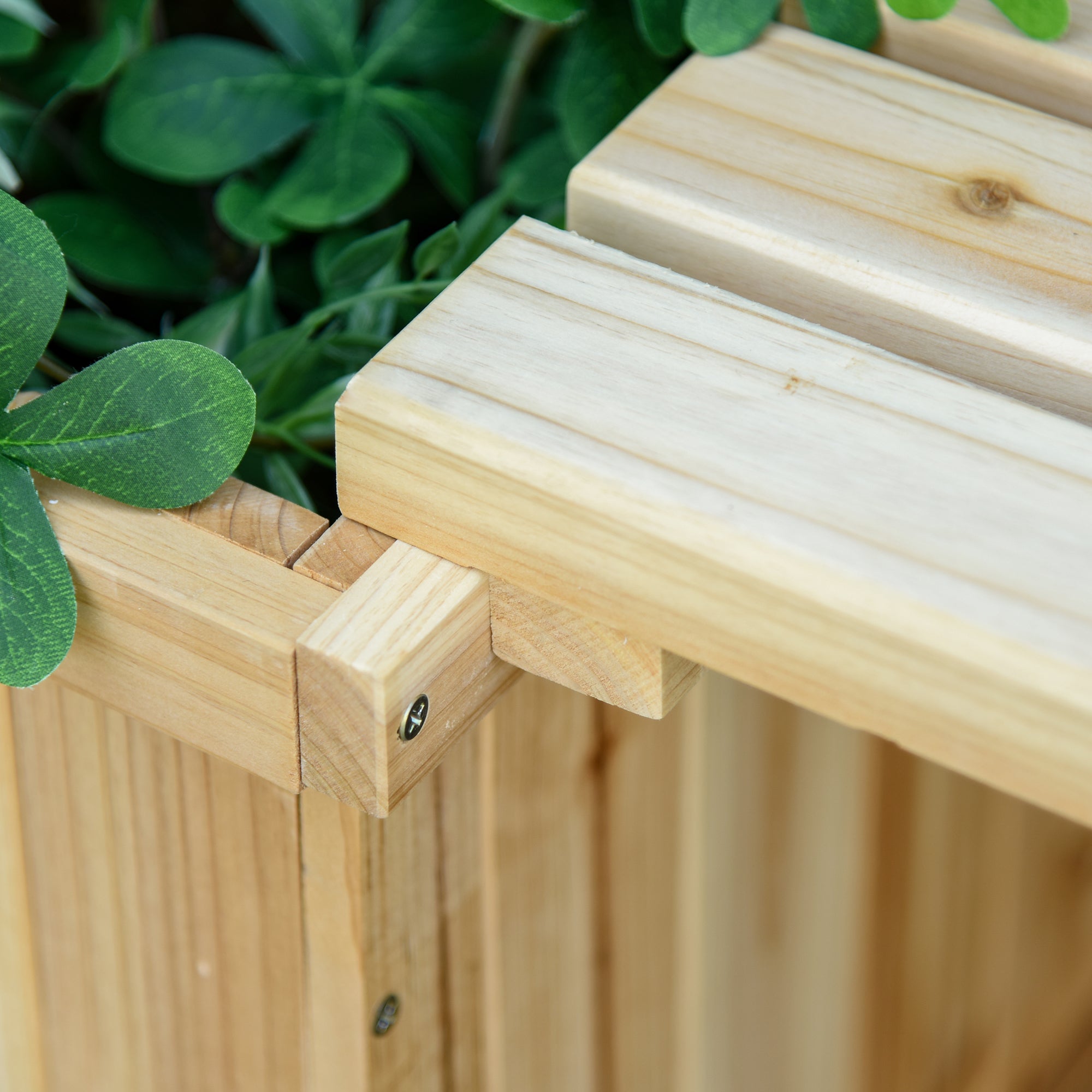 Outsunny Raised Garden Planter Bench 69.25"x15"x15.75" Wooden Planter & Bench Combination Natural 