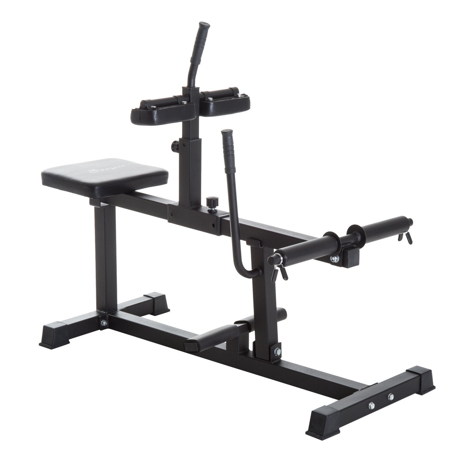 Soozier Adjustable Seated Calf Raise Machine Steel Leg Press Strength Training Gym Equipment Legs Waist Arms Black 