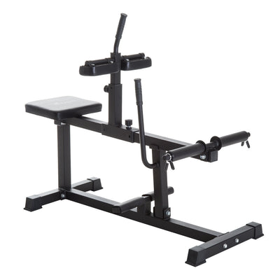 Soozier Adjustable Seated Calf Raise Machine Steel Leg Press Strength Training Gym Equipment Legs Waist Arms Black 
