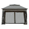 Outsunny Pop Up Canopy 11'x11', 2-Tier Soft Top, Event Tent with Netting, Dark Grey for Patio Garden