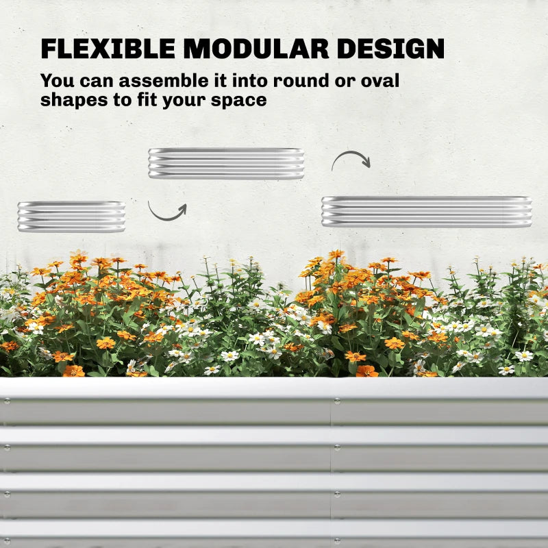 Galvanised Raised Garden Bed with Arched Trellis, 7 x 4 x 7ft Metal Outdoor Planter Box with Open Bottom