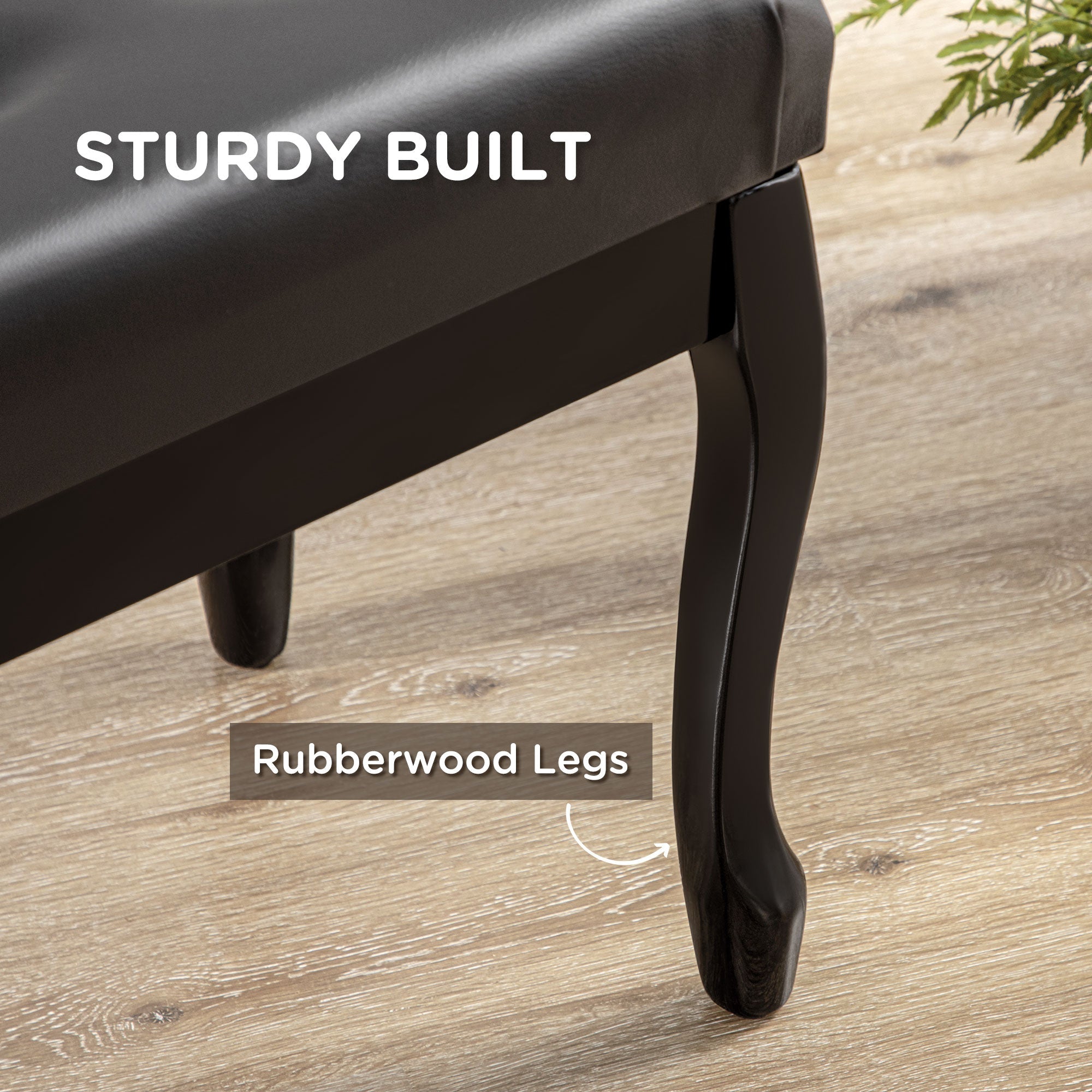 HOMCOM Deluxe Adjustable Piano Bench Stool Button Tufted PU Leather Padded Seat High Gloss Rubberwood Legs Black 