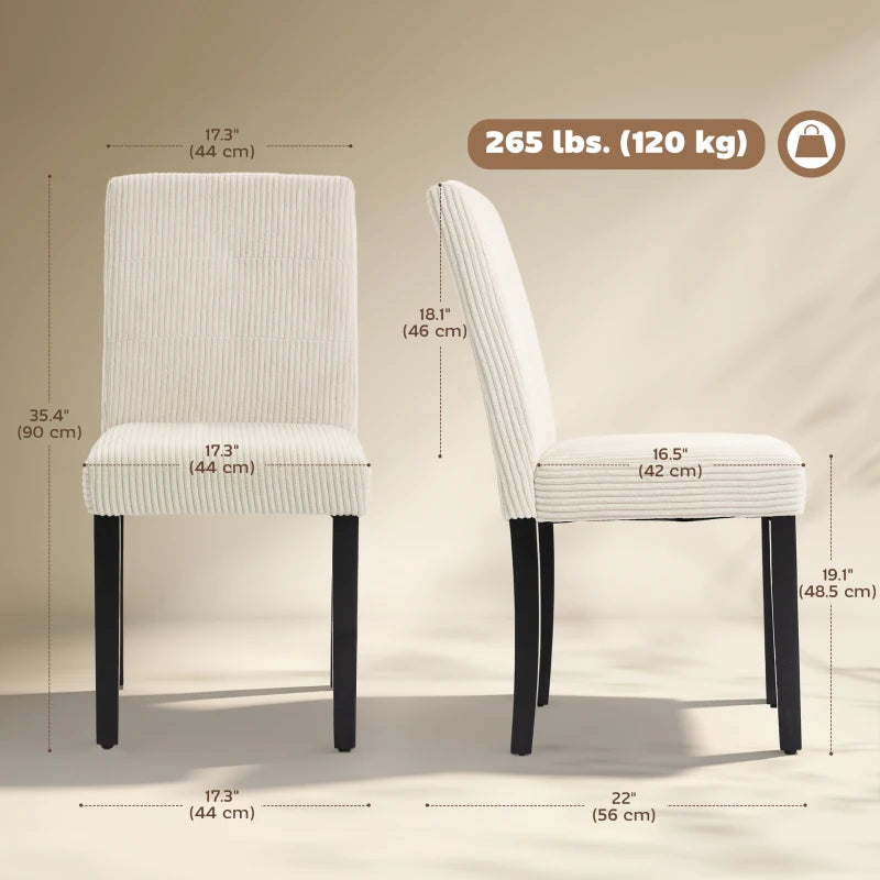 Modern Dining Chairs Set of 4, Kitchen Chairs with Rubberwood Legs and Padded Seat, Beige