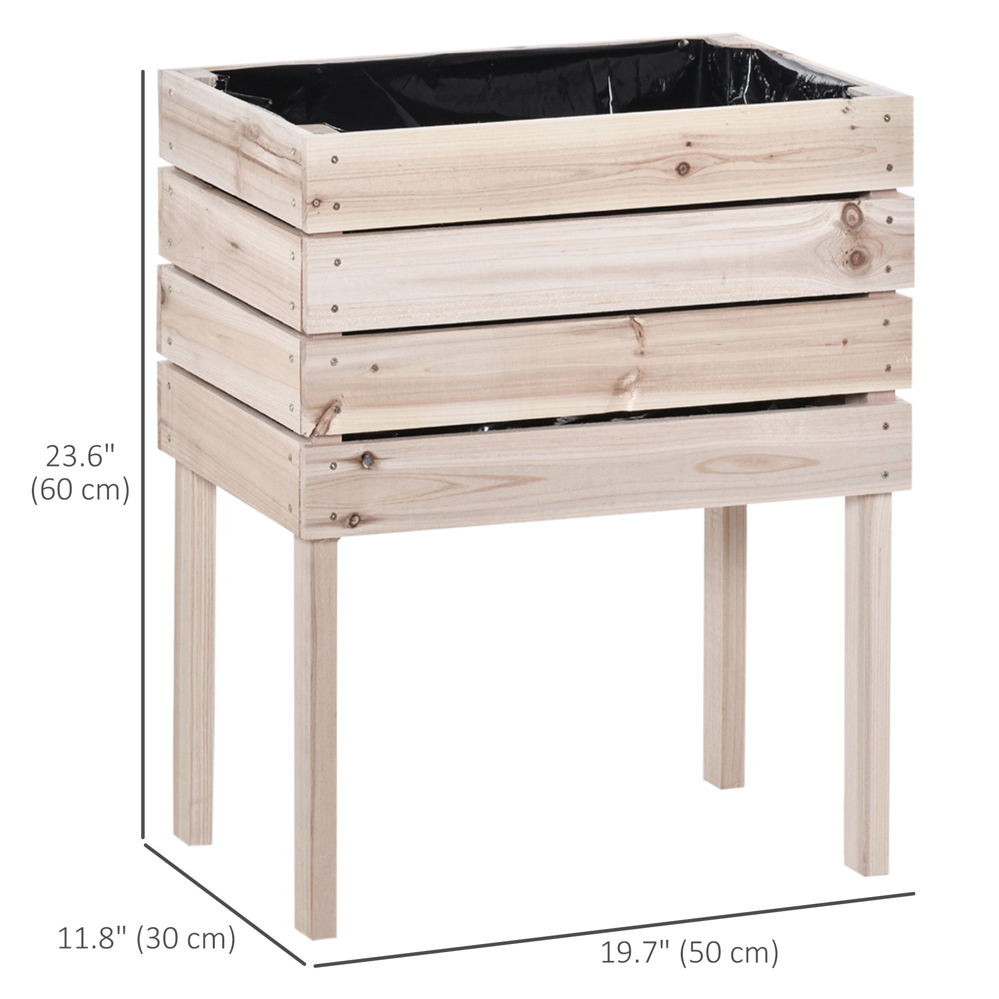 Outsunny 4PCS Wooden Planter Raised Garden Beds Kits Elevated Garden Beds for Flowers Vegetables, Outdoor Indoor Planting Box Container 