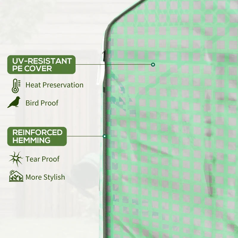 Portable Greenhouse, Walk-In Small Outdoor Green House with 2 Tier U-Shaped Flower Rack Shelves, 4.6' x 4.7', Green