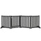 Foldable Dog Gate with Door, 4 Panels Fressstanding Pet Gate, Black