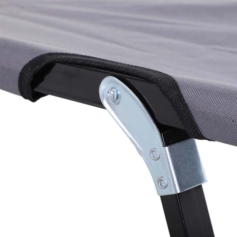 76" Two Person Folding Camping Cot Outdoor Portable Double Cot Wide Military Sleeping Bed w/ Carrying Bag Grey