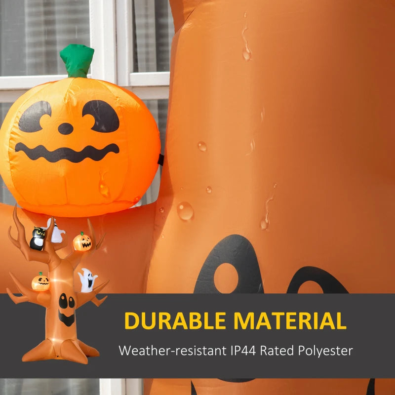 HOMCOM Inflatable Haunted Tree – LED Lighted Halloween Decoration with Owl, Ghost, and Pumpkins 
