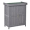 Outsunny Garden Tool Storage Shed Wooden Kit Hinged Roof 2-Tier Shelves Double Doors Dark Grey