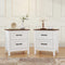 HOMCOM Farmhouse Nightstand Set of 2 with 2 Drawers, Wood-Effect Top Bedside Tables for Bedroom & Living Room – White