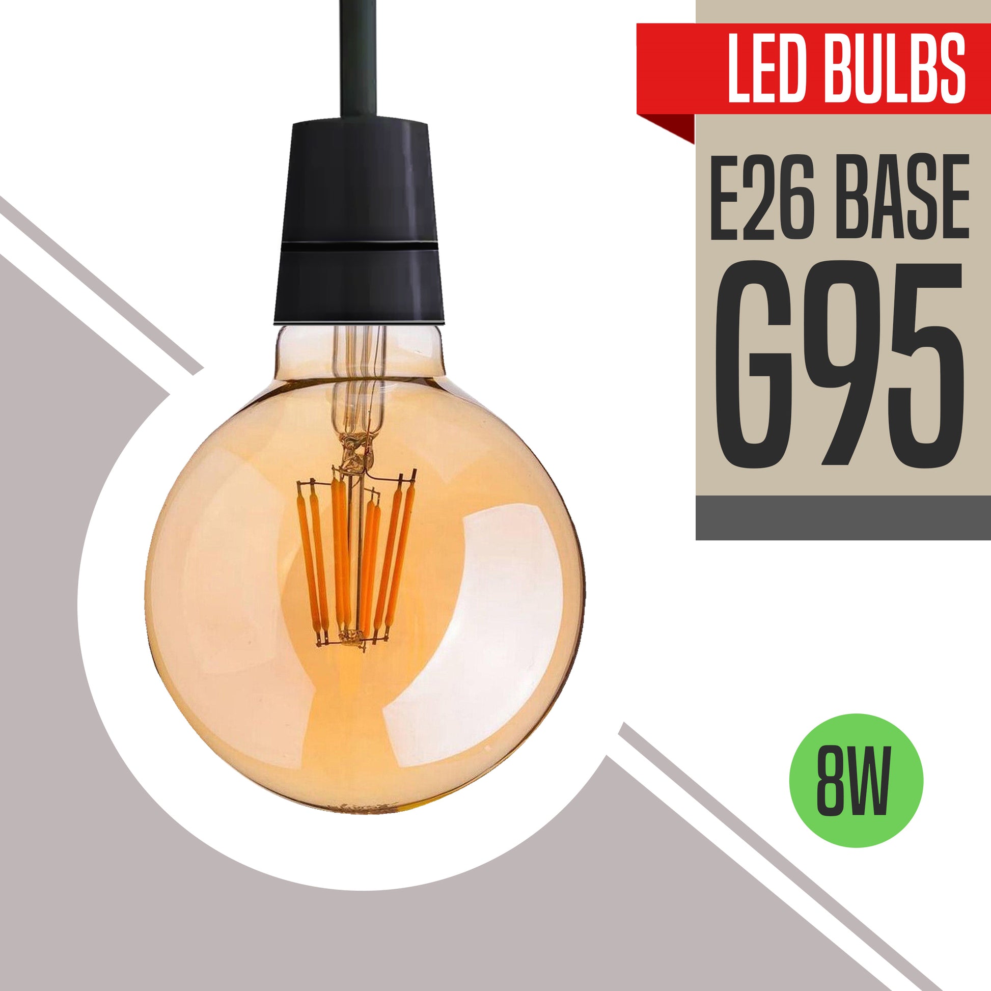 G95 E26 8W LED Edison Bulb Dimmable~1042